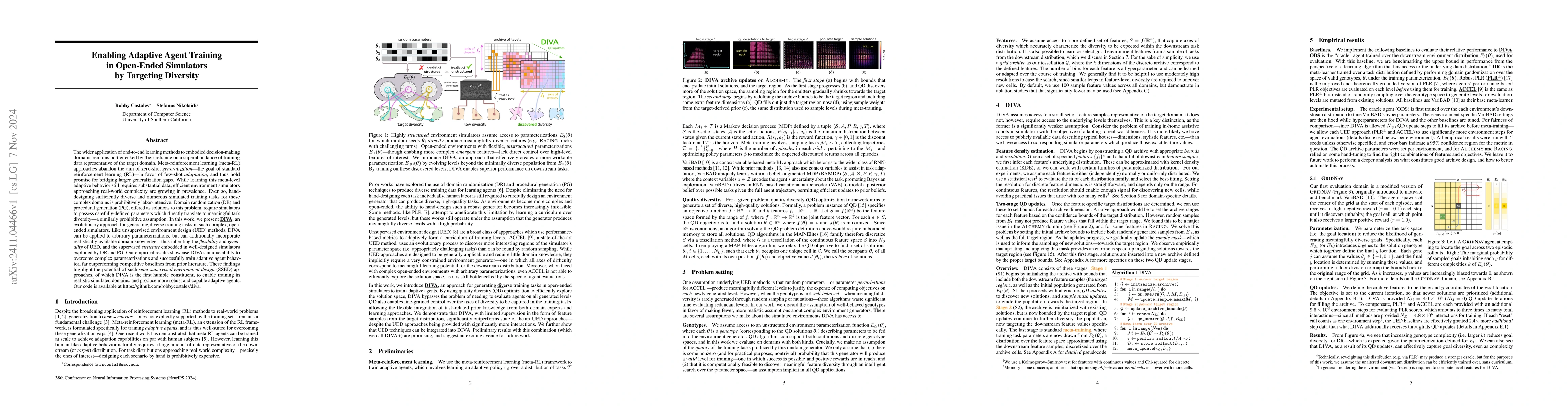Thumbnail for Enabling Adaptive Agent Training in Open-Ended Simulators by Targeting
  Diversity
