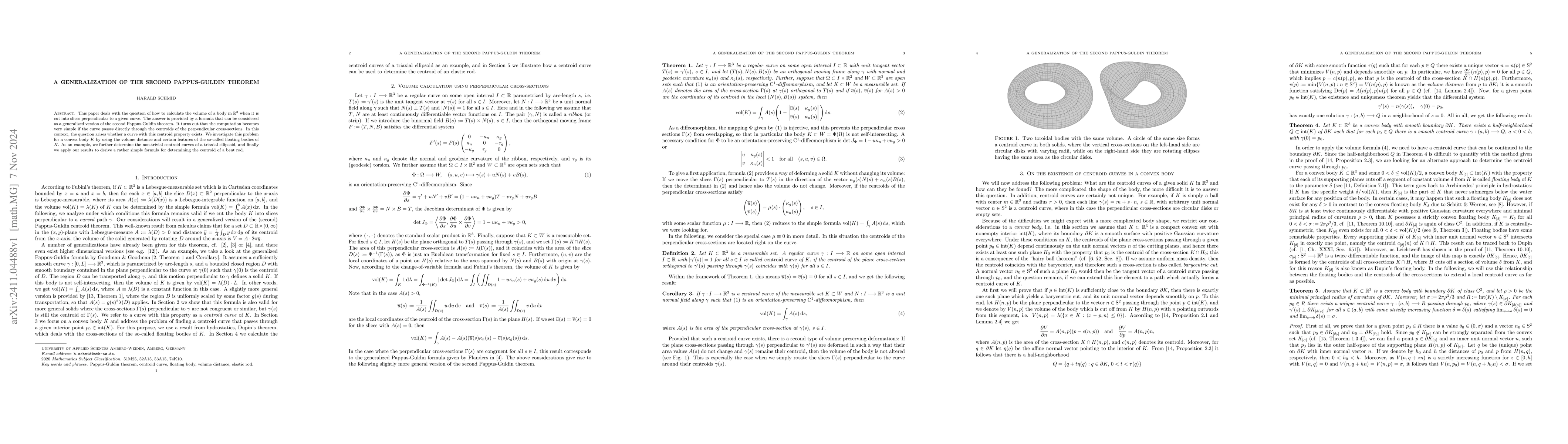 Thumbnail for A generalization of the second Pappus-Guldin theorem