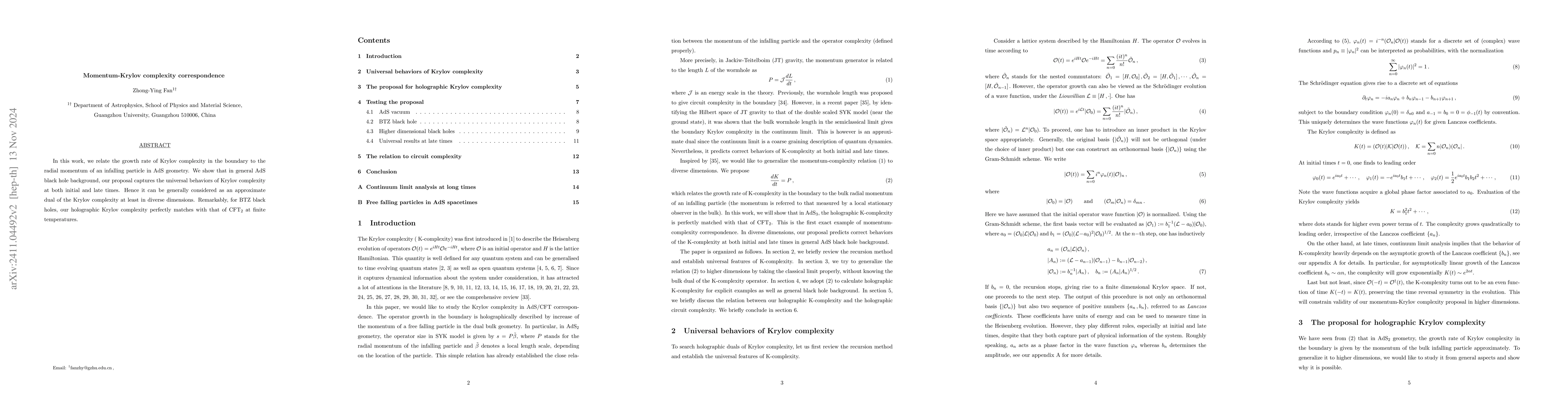 Thumbnail for Momentum-Krylov complexity correspondence