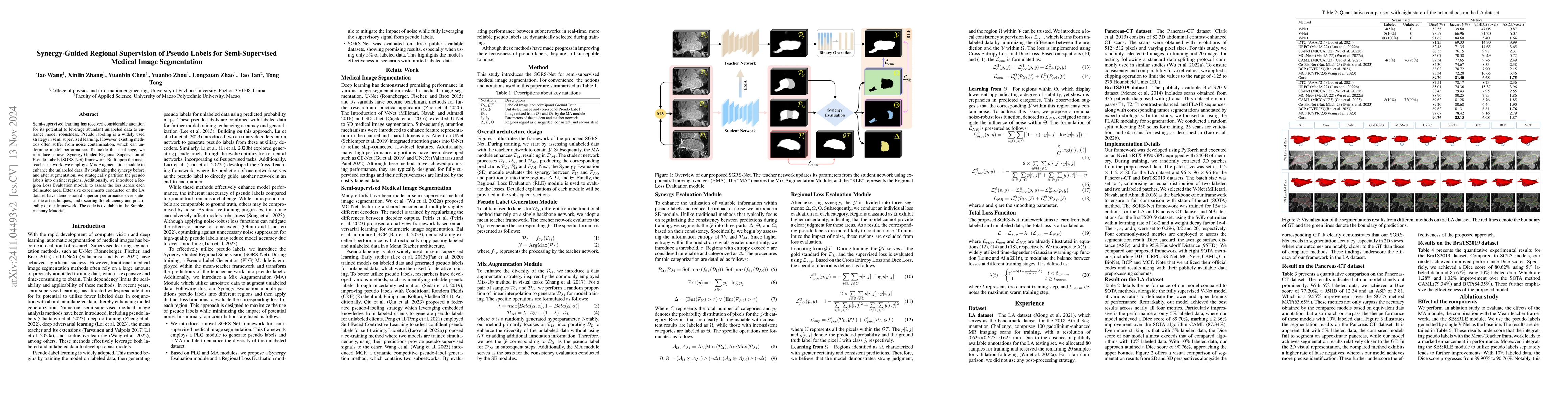 Thumbnail for Synergy-Guided Regional Supervision of Pseudo Labels for Semi-Supervised
  Medical Image Segmentation