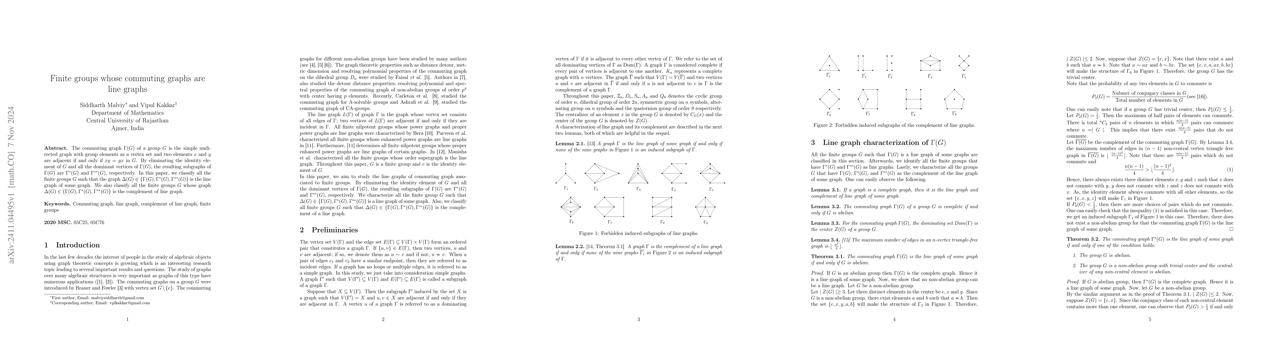 Thumbnail for Finite groups whose commuting graphs are line graphs