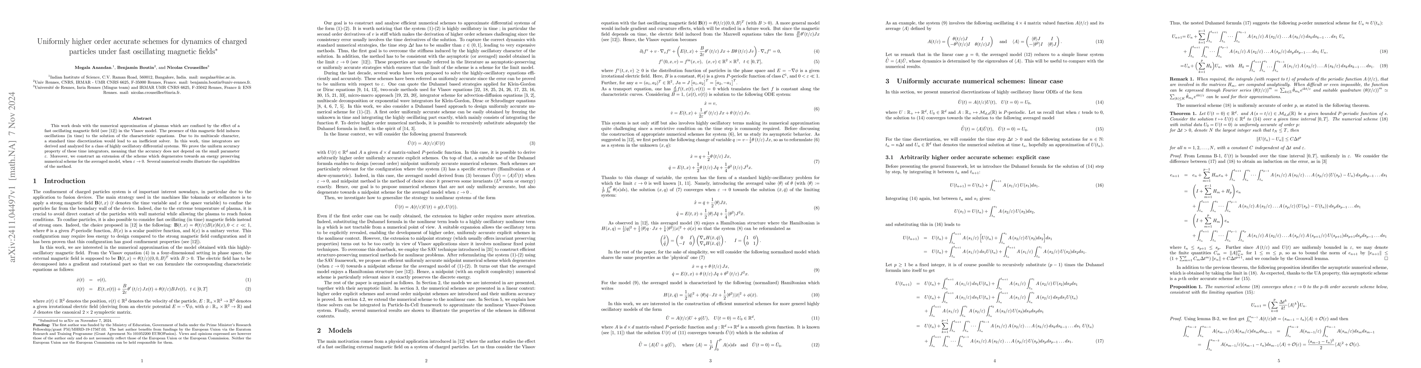 Thumbnail for Uniformly higher order accurate schemes for dynamics of charged
  particles under fast oscillating magnetic fields