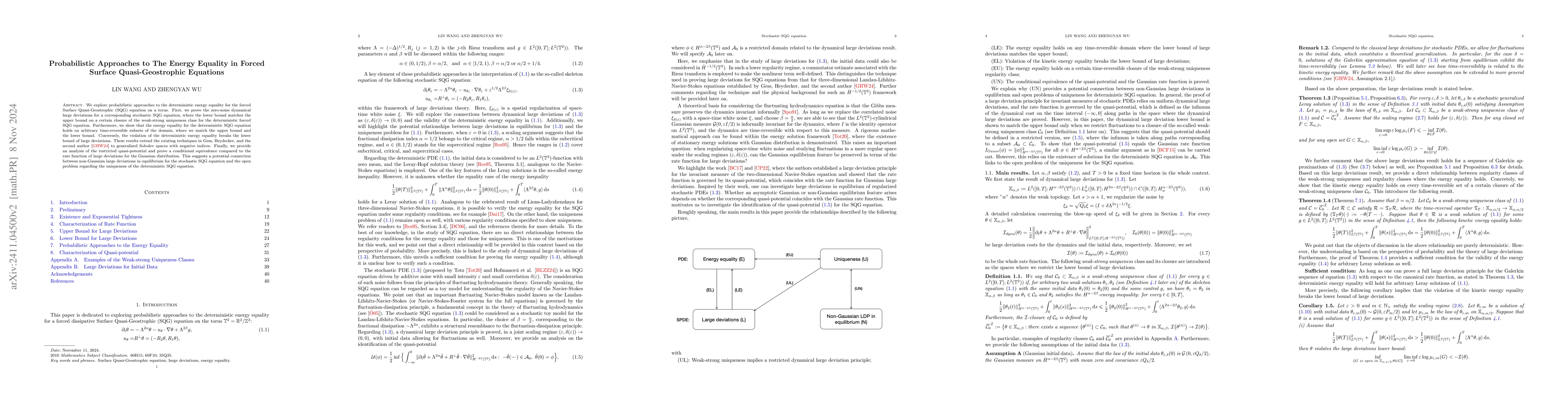 Thumbnail for Probabilistic Approaches to The Energy Equality in Forced Surface
  Quasi-Geostrophic Equations