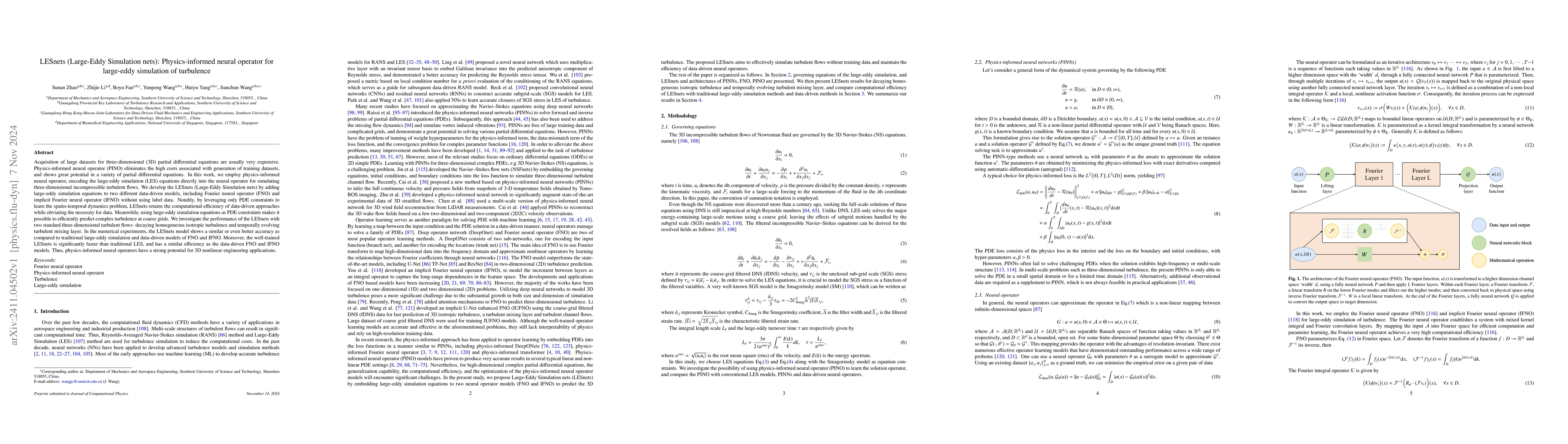 Thumbnail for LESnets (Large-Eddy Simulation nets): Physics-informed neural operator
  for large-eddy simulation of turbulence