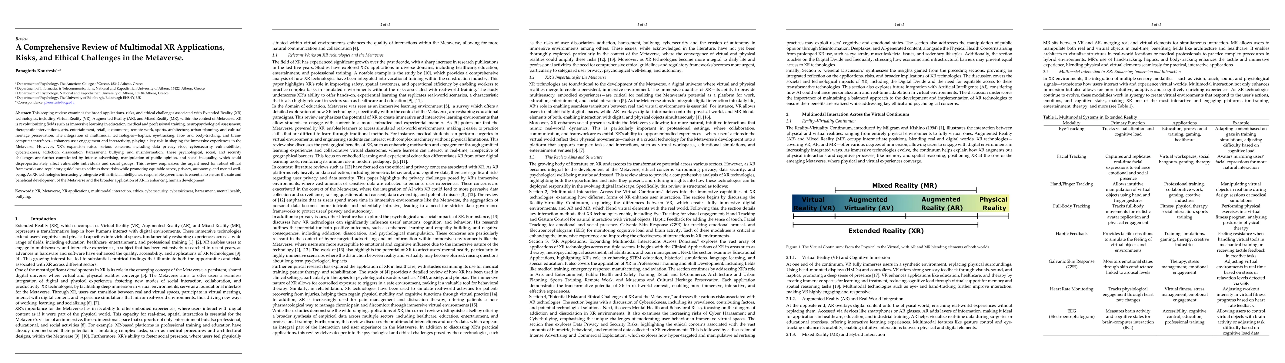 Thumbnail for A Comprehensive Review of Multimodal XR Applications, Risks, and Ethical
  Challenges in the Metaverse