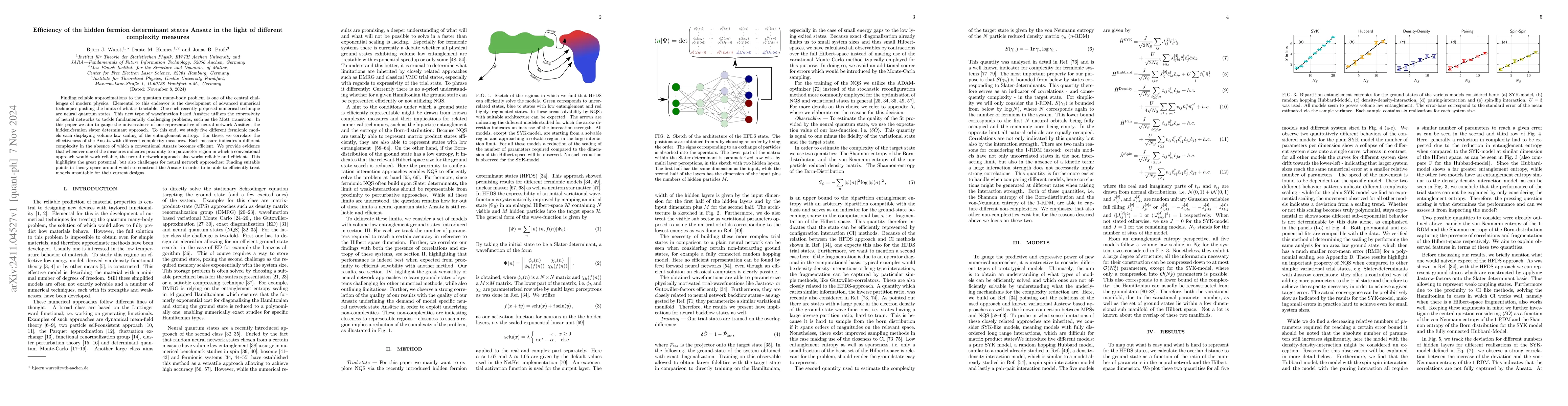 Thumbnail for Efficiency of the hidden fermion determinant states Ansatz in the light
  of different complexity measures
