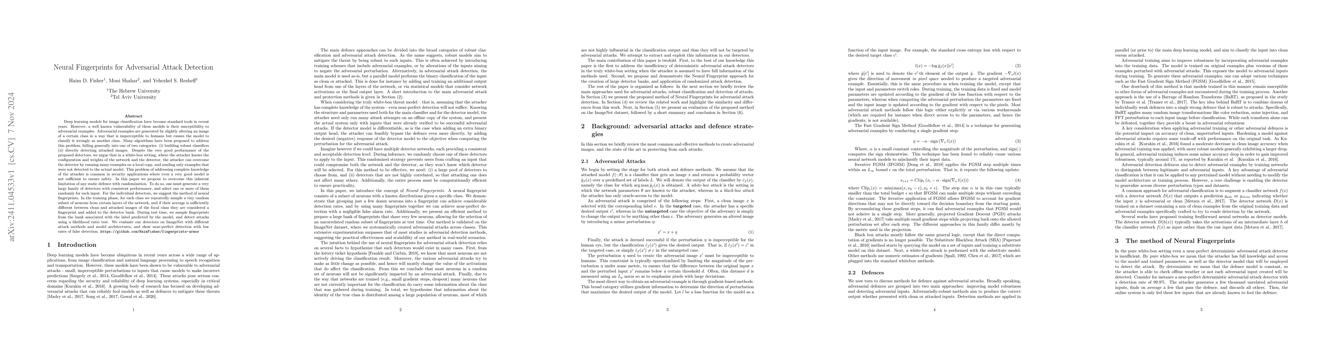 Thumbnail for Neural Fingerprints for Adversarial Attack Detection