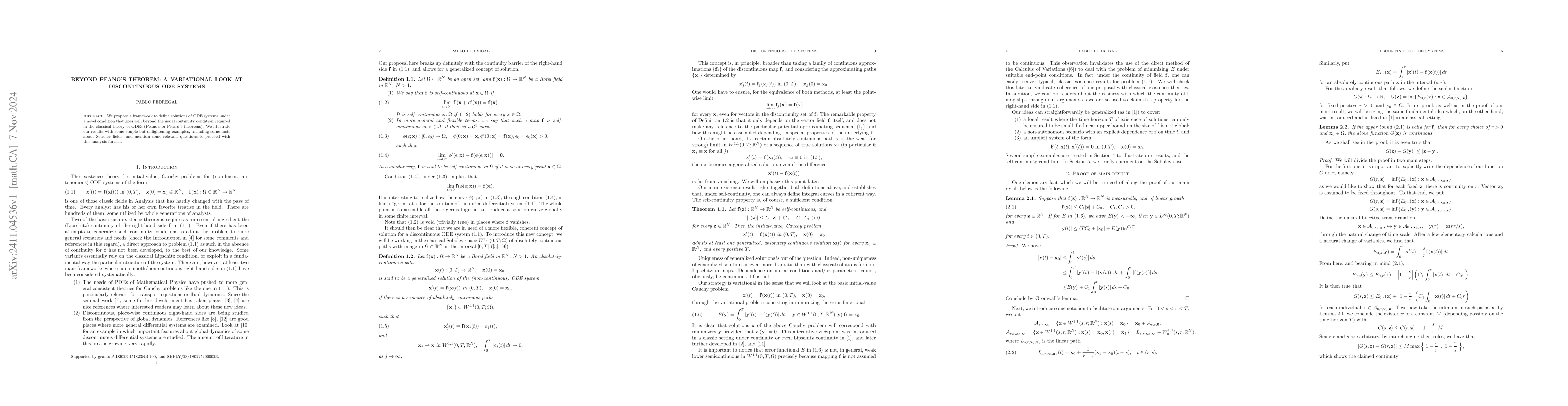 Thumbnail for Beyond Peano's theorem: a variational look at discontinuous ODE systems