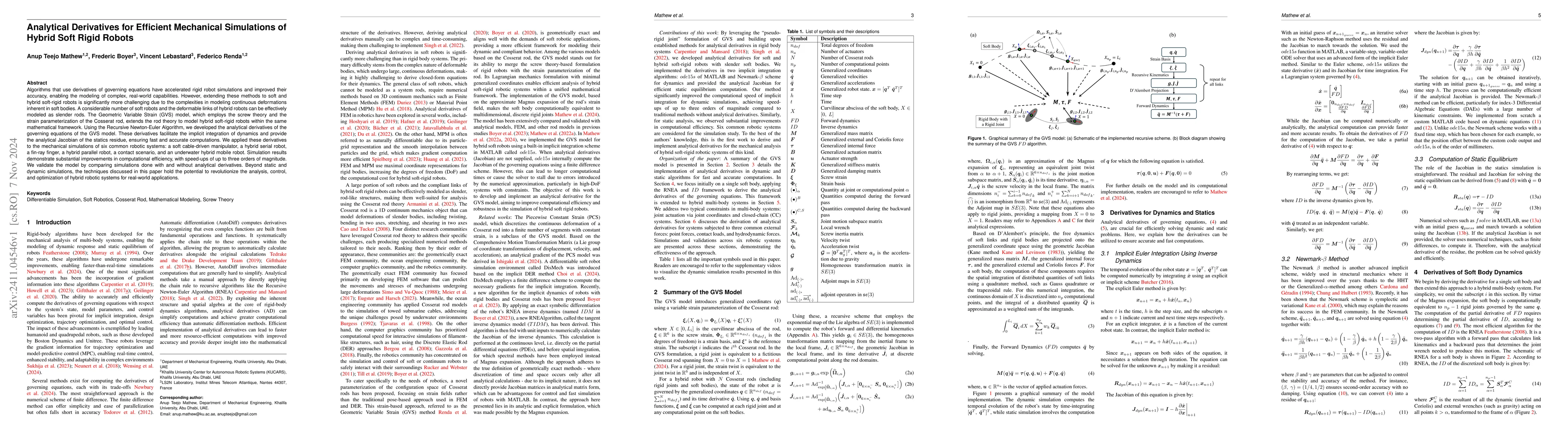 Thumbnail for Analytical Derivatives for Efficient Mechanical Simulations of Hybrid
  Soft Rigid Robots