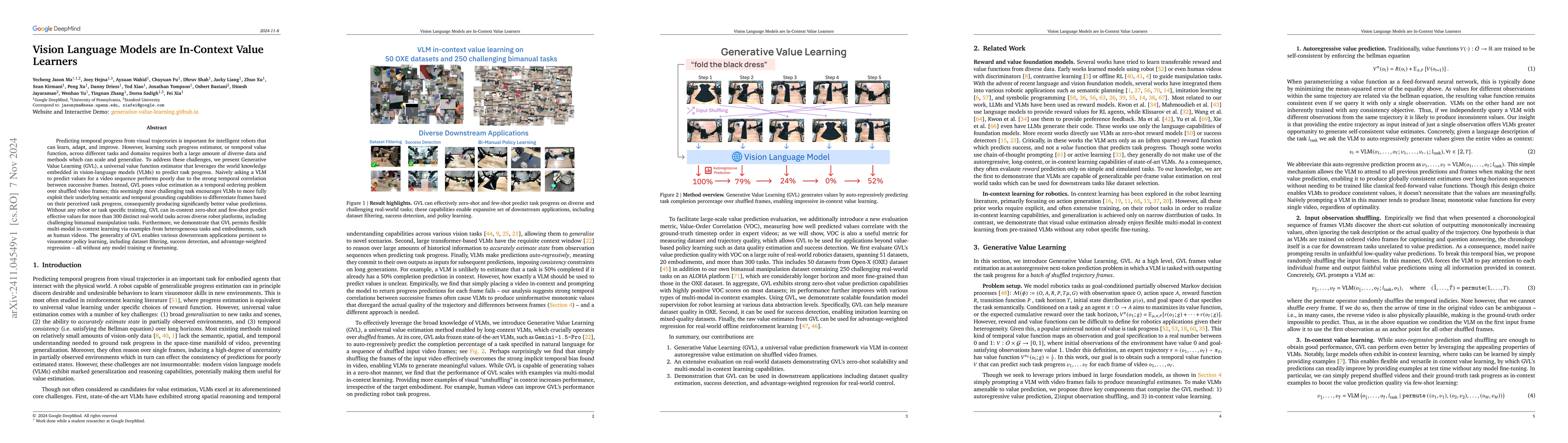 Thumbnail for Vision Language Models are In-Context Value Learners
