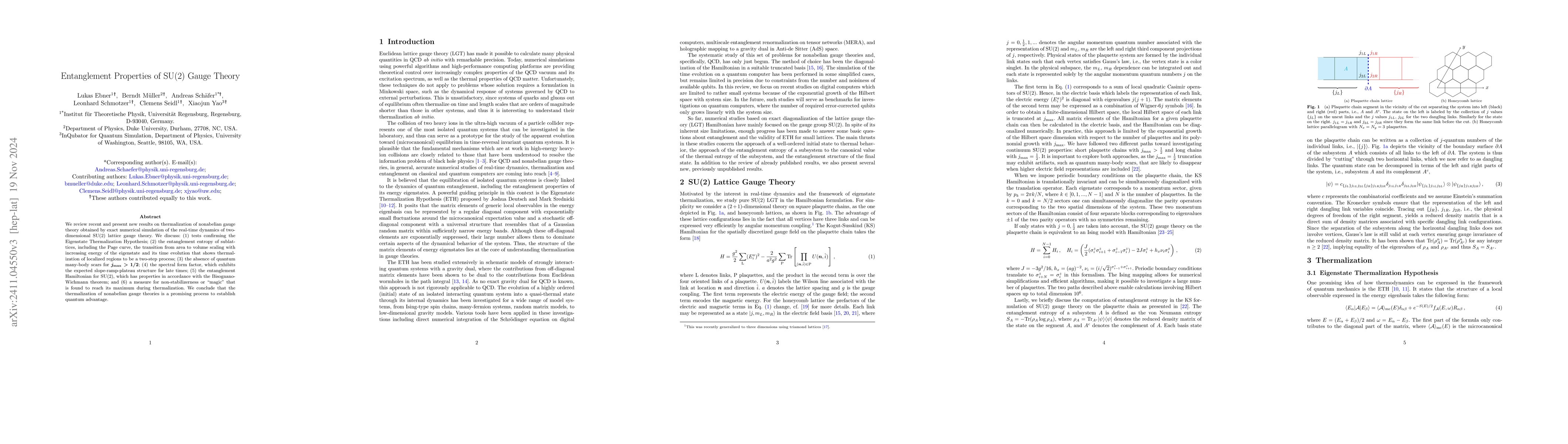 Thumbnail for Entanglement Properties of SU(2) Gauge Theory