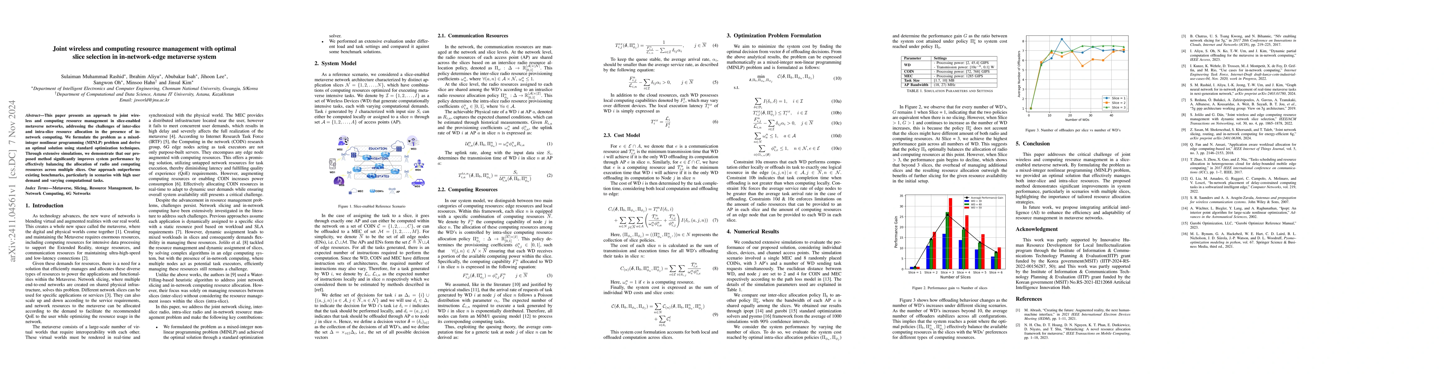 Thumbnail for Joint wireless and computing resource management with optimal slice
  selection in in-network-edge metaverse system