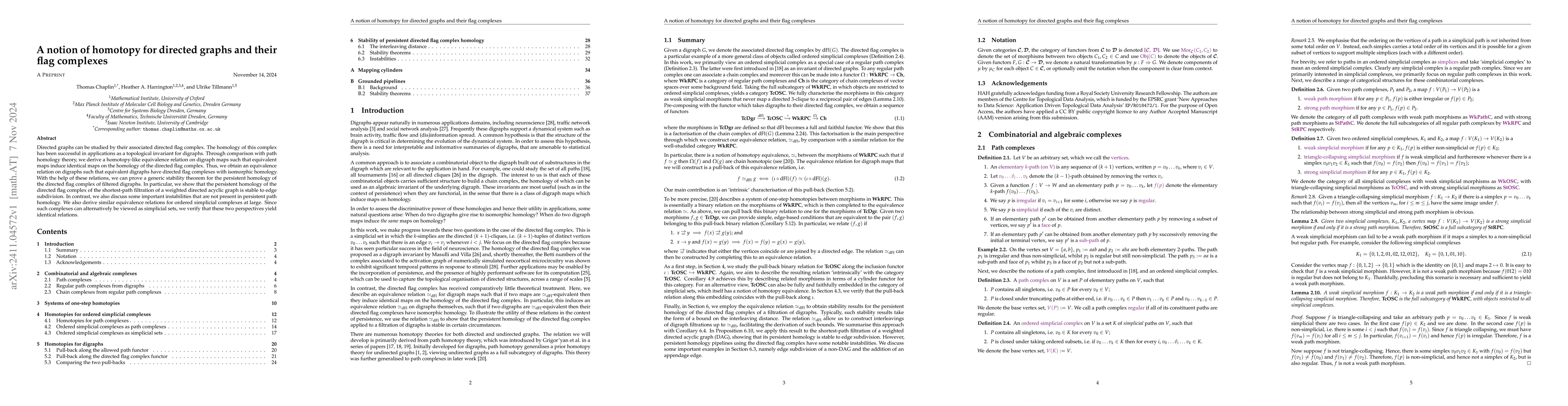 Thumbnail for A notion of homotopy for directed graphs and their flag complexes