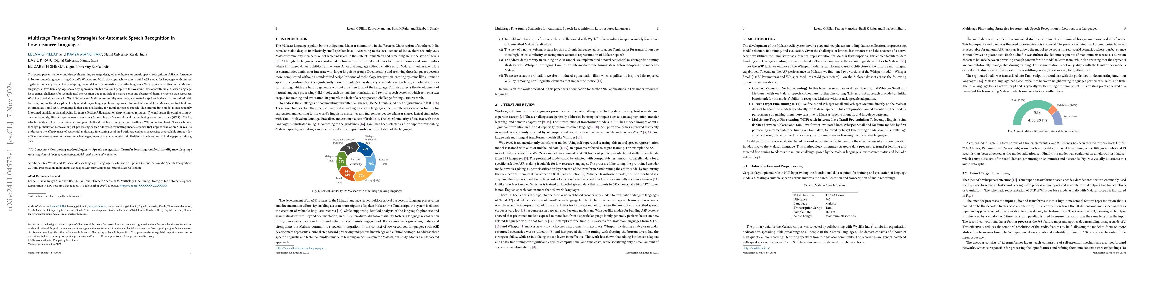 Thumbnail for Multistage Fine-tuning Strategies for Automatic Speech Recognition in
  Low-resource Languages