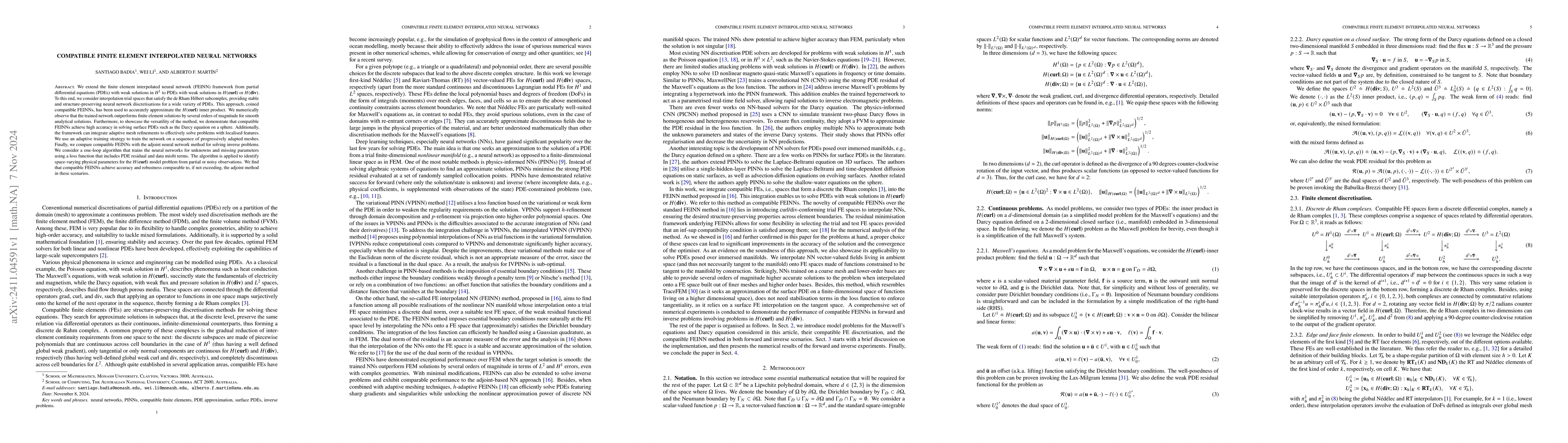 Thumbnail for Compatible finite element interpolated neural networks