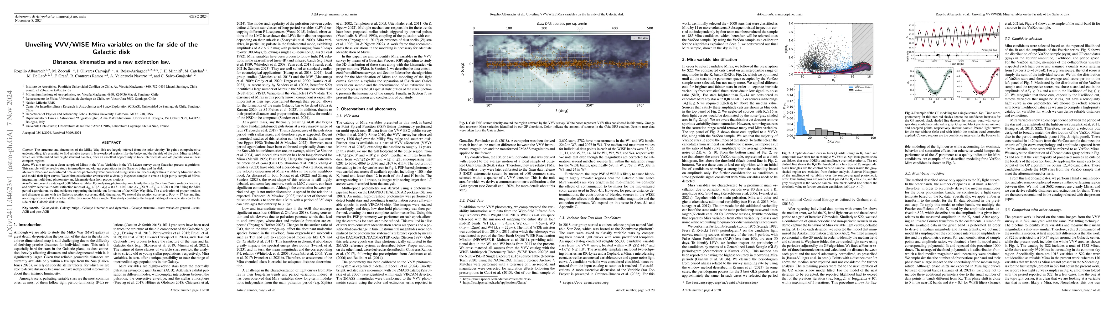 Thumbnail for Unveiling VVV/WISE Mira variables on the far side of the Galactic disk:
  Distances, kinematics and a new extinction law
