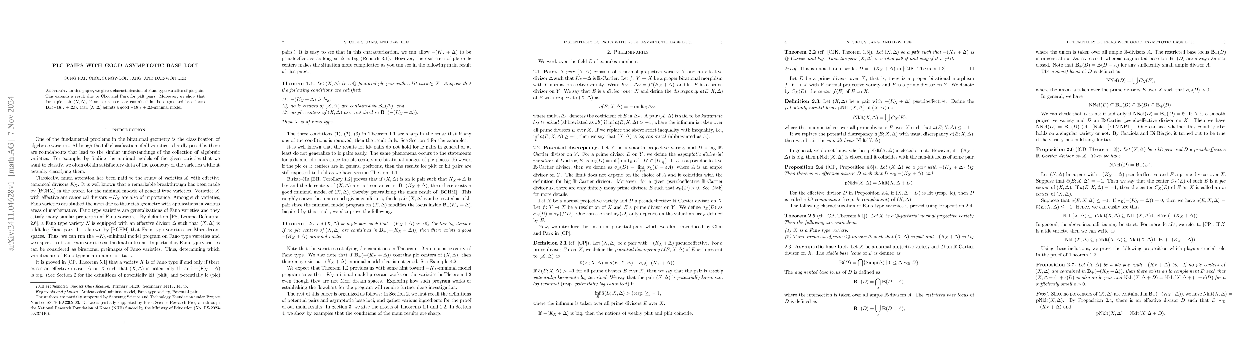 Thumbnail for Plc pairs with good asymptotic base loci