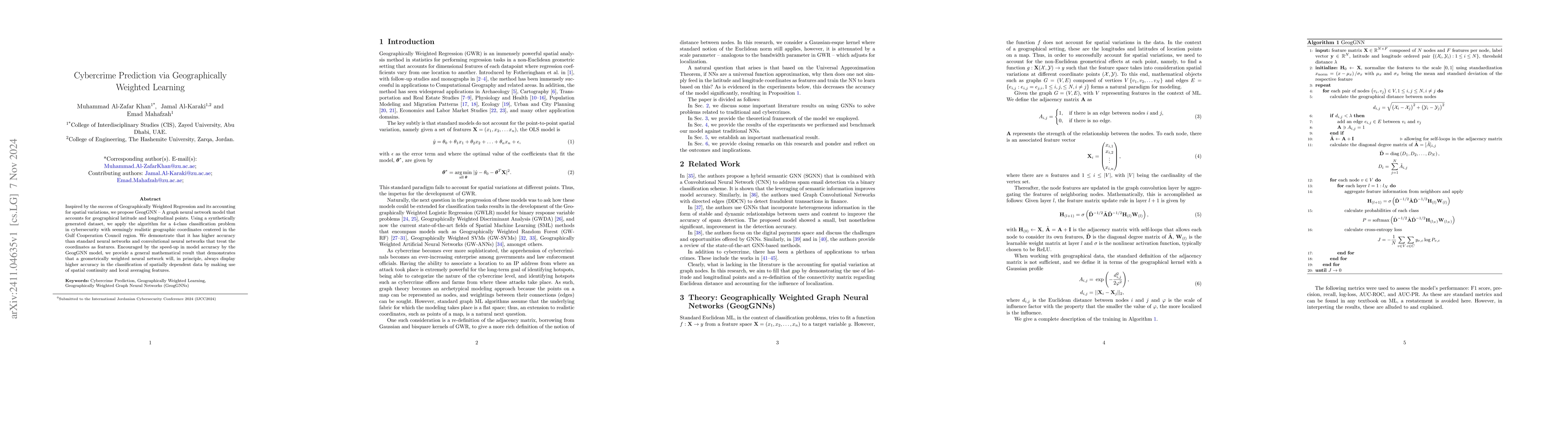 Thumbnail for Cybercrime Prediction via Geographically Weighted Learning