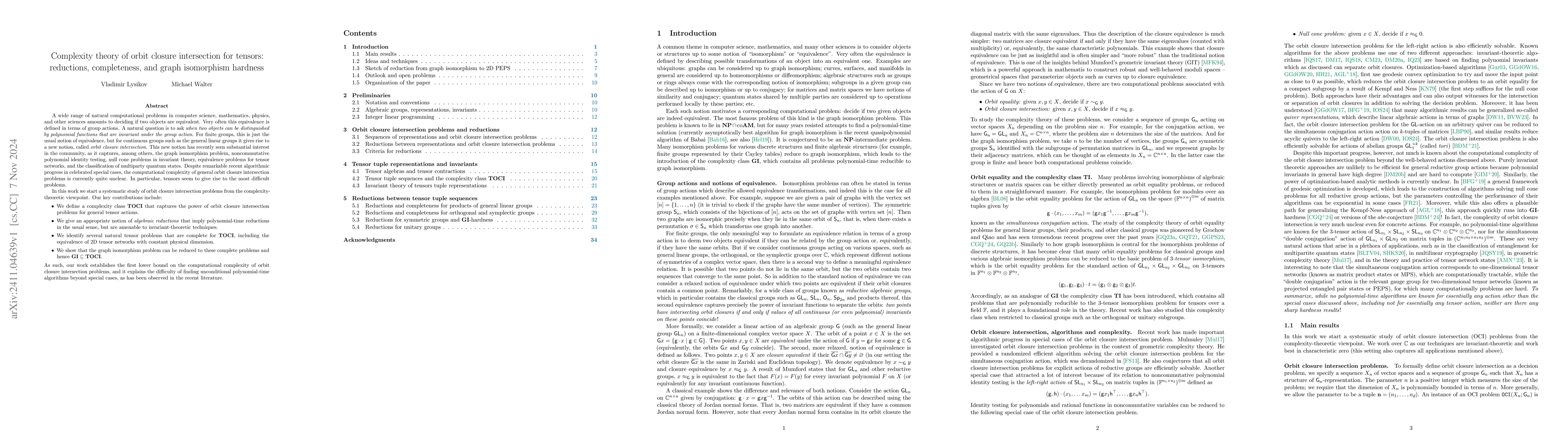 Thumbnail for Complexity theory of orbit closure intersection for tensors: reductions,
  completeness, and graph isomorphism hardness