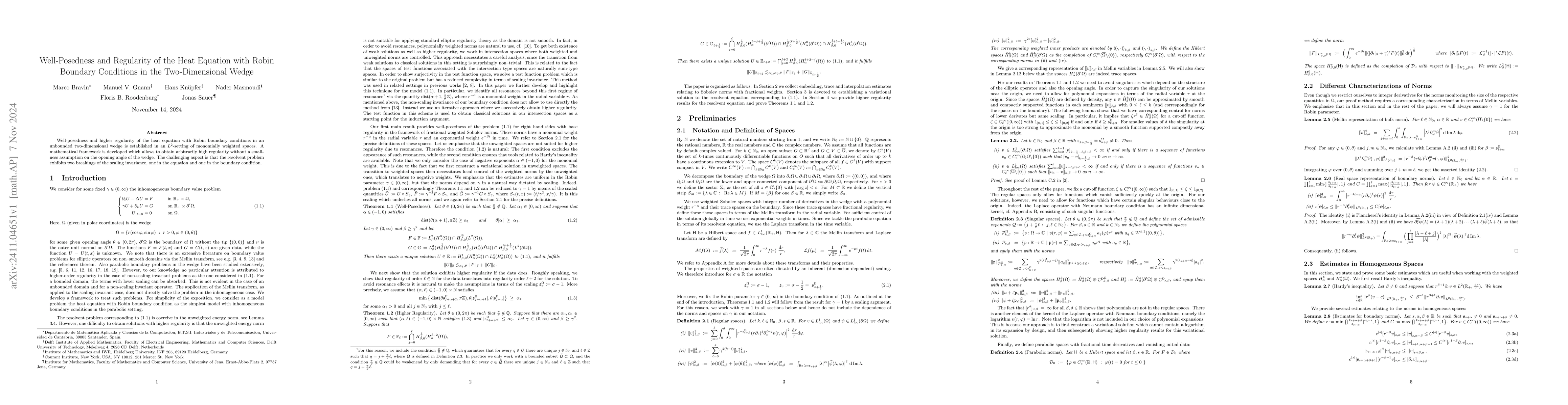 Thumbnail for Well-Posedness and Regularity of the Heat Equation with Robin Boundary
  Conditions in the Two-Dimensional Wedge