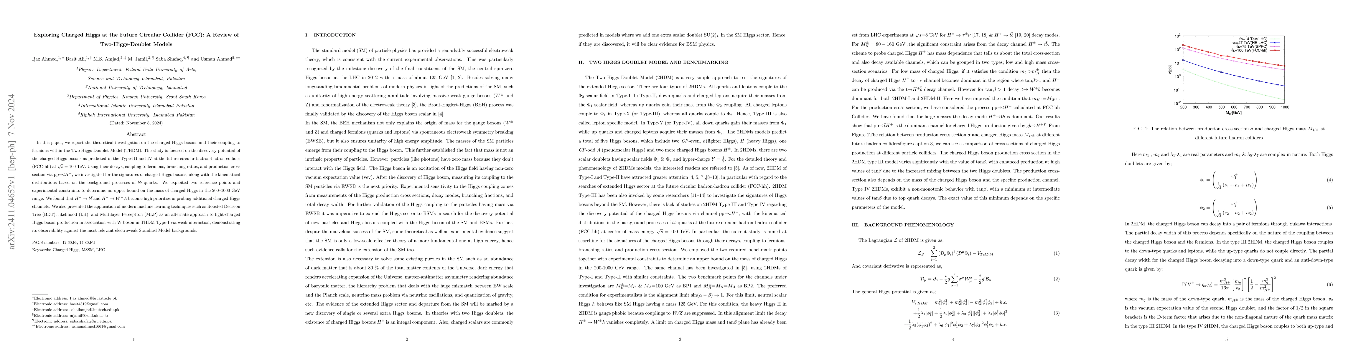 Thumbnail for Exploring Charged Higgs at the Future Circular Collider (FCC): A Review
  of Two-Higgs-Doublet Models