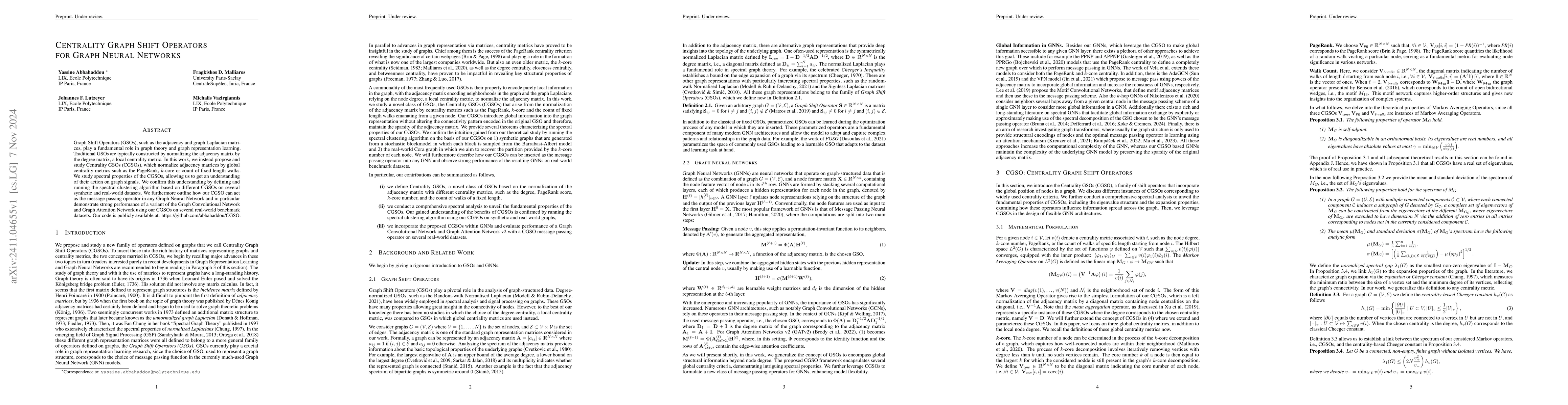 Thumbnail for Centrality Graph Shift Operators for Graph Neural Networks