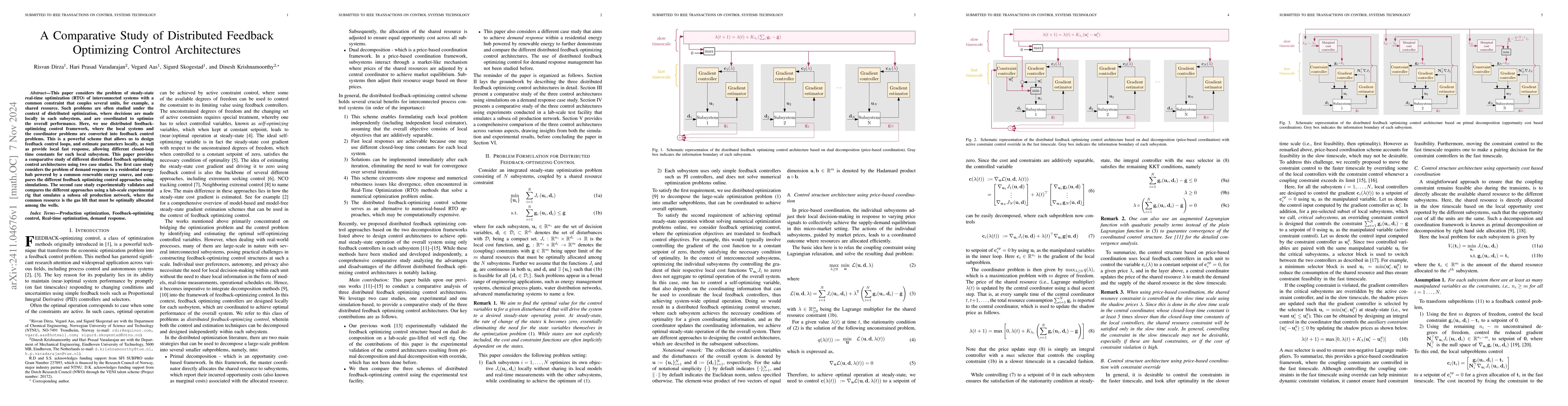 Thumbnail for A Comparative Study of Distributed Feedback Optimizing Control
  Architectures