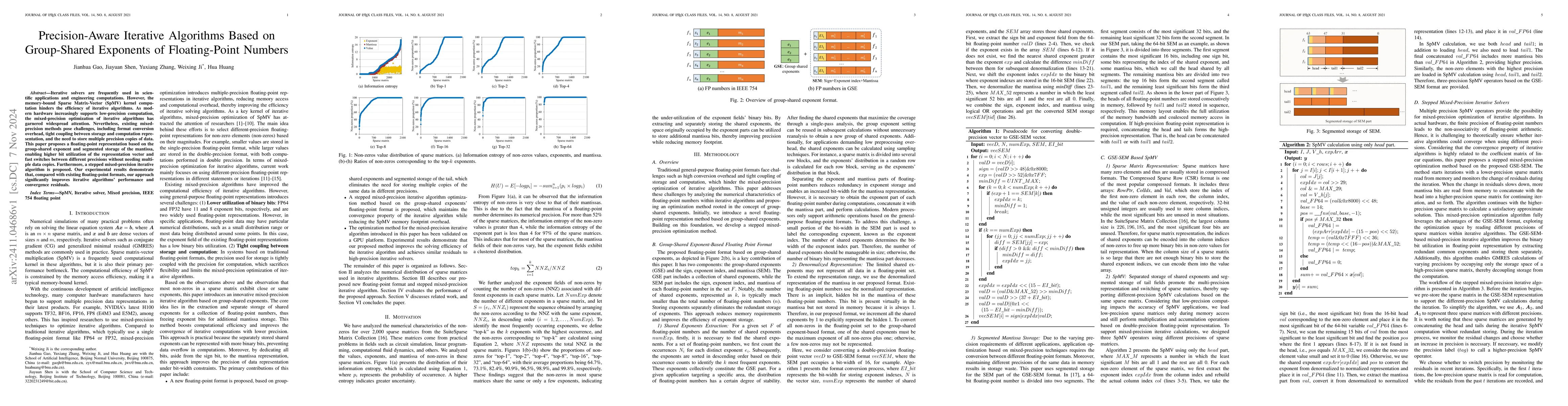 Thumbnail for Precision-Aware Iterative Algorithms Based on Group-Shared Exponents of
  Floating-Point Numbers