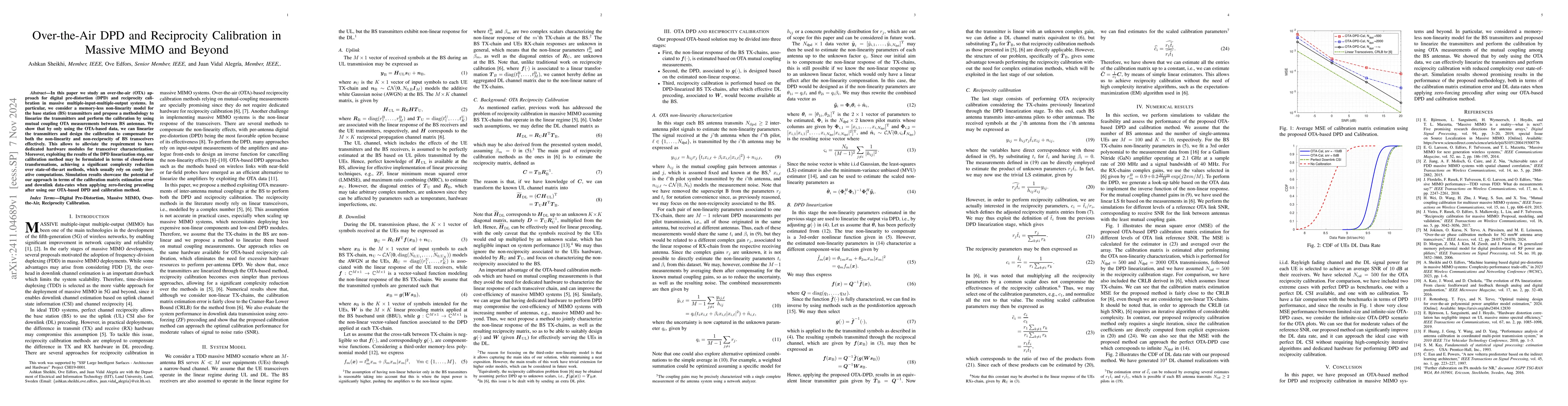 Thumbnail for Over-the-Air DPD and Reciprocity Calibration in Massive MIMO and Beyond