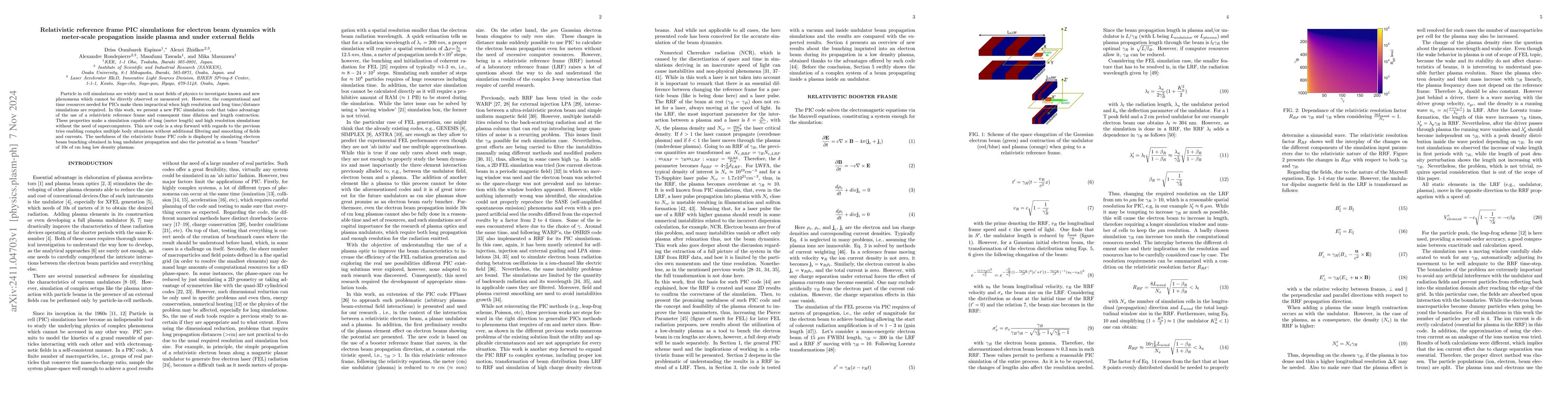 Thumbnail for Relativistic reference frame PIC simulations for electron beam dynamics
  with meter-scale propagation inside plasma and under external fields