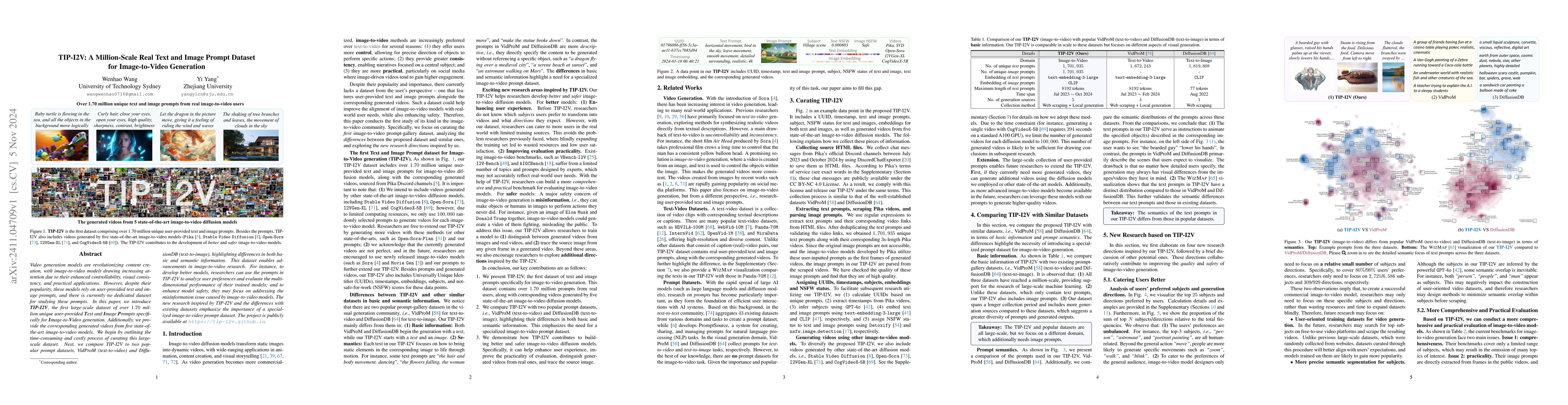Thumbnail for TIP-I2V: A Million-Scale Real Text and Image Prompt Dataset for
  Image-to-Video Generation