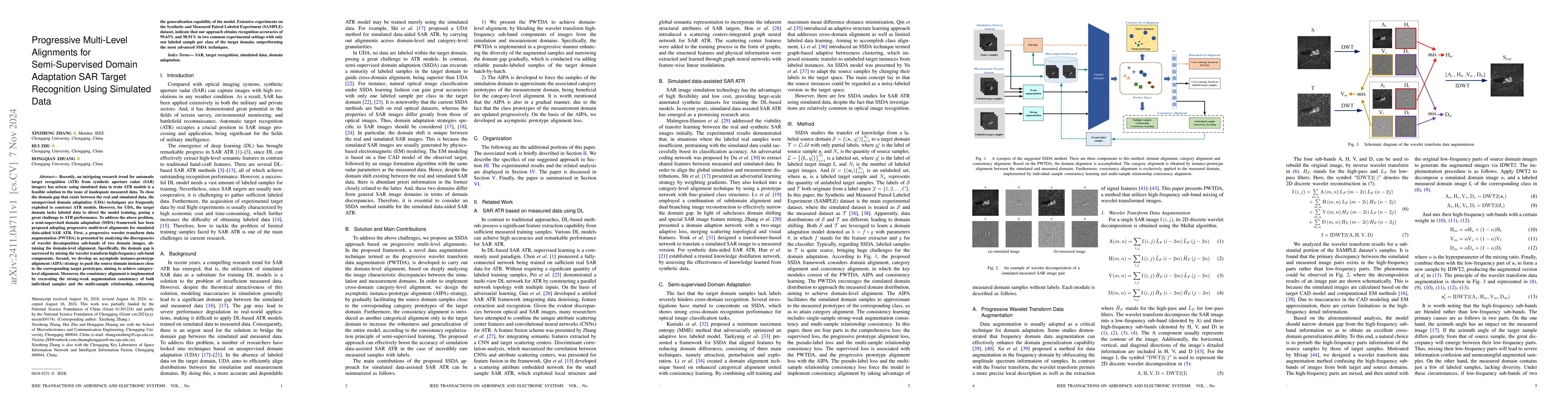 Thumbnail for Progressive Multi-Level Alignments for Semi-Supervised Domain Adaptation
  SAR Target Recognition Using Simulated Data