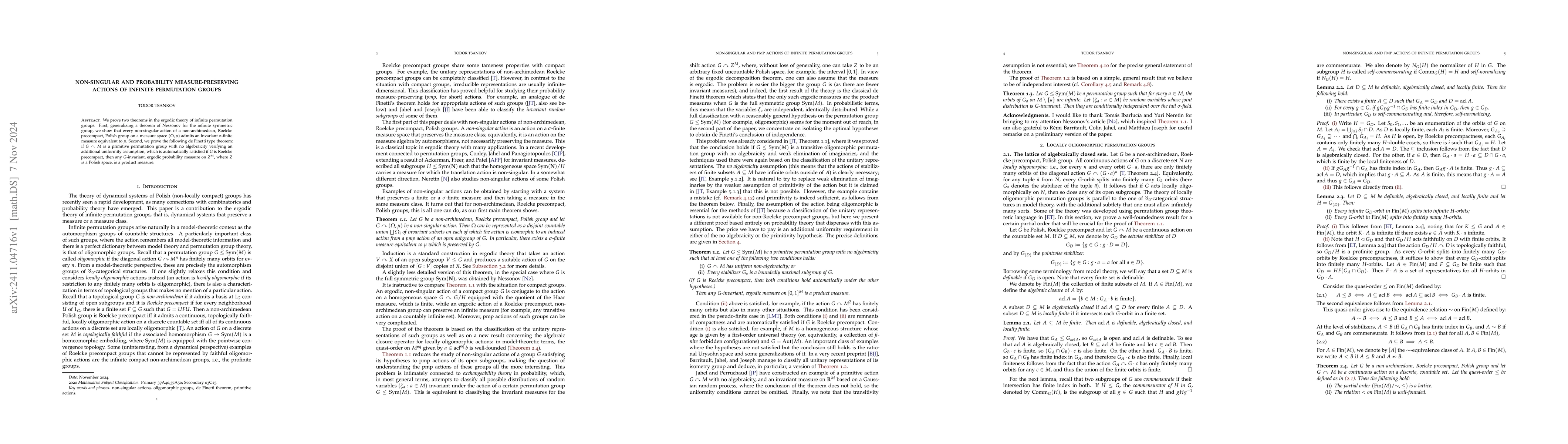 Thumbnail for Non-singular and probability measure-preserving actions of infinite
  permutation groups
