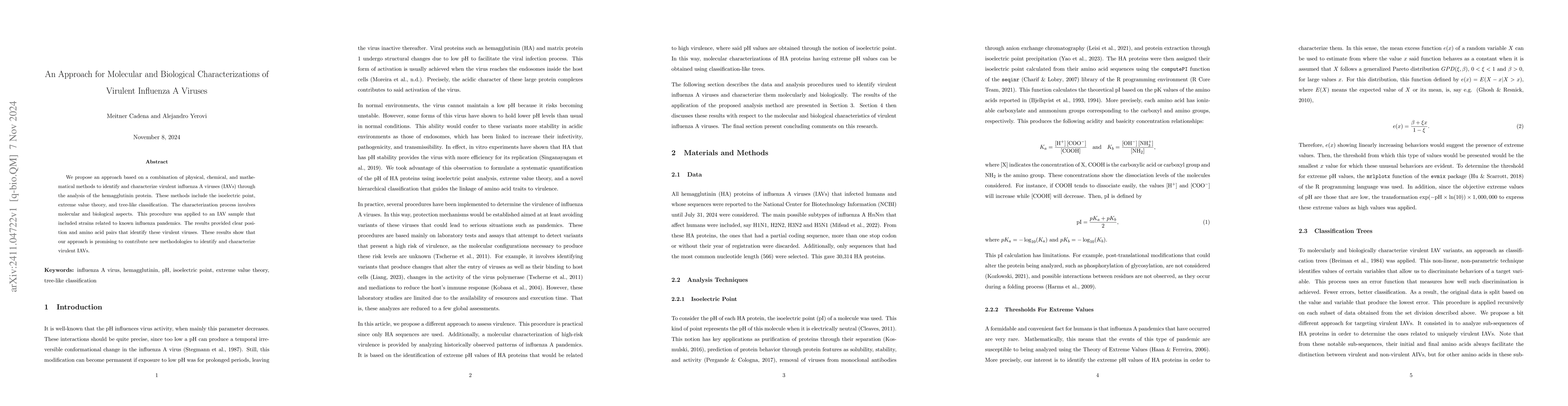 Thumbnail for An Approach for Molecular and Biological Characterizations of Virulent
  Influenza A Viruses