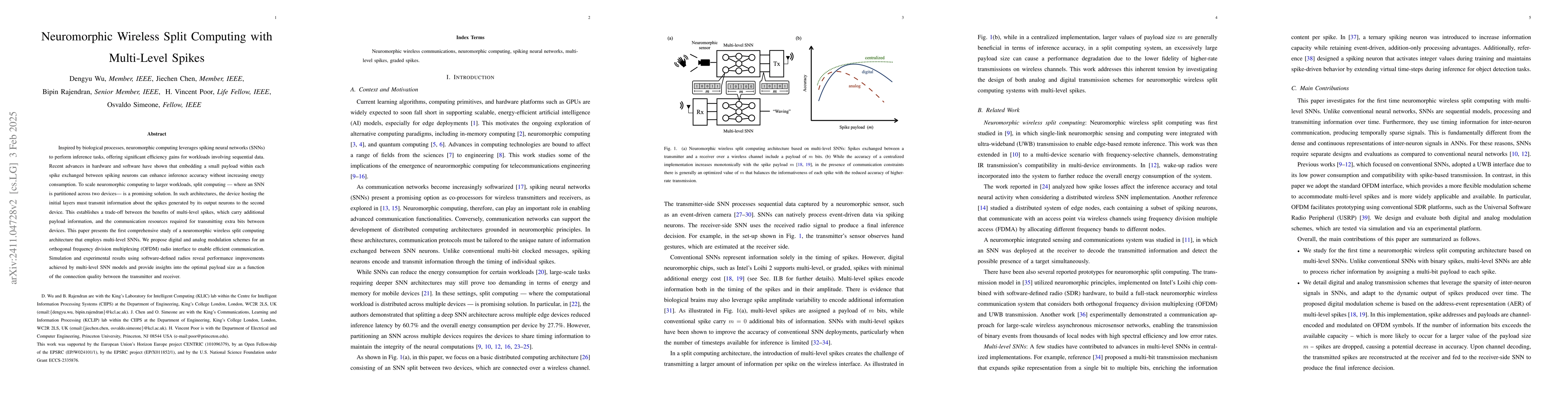 Thumbnail for Neuromorphic Wireless Split Computing with Multi-Level Spikes