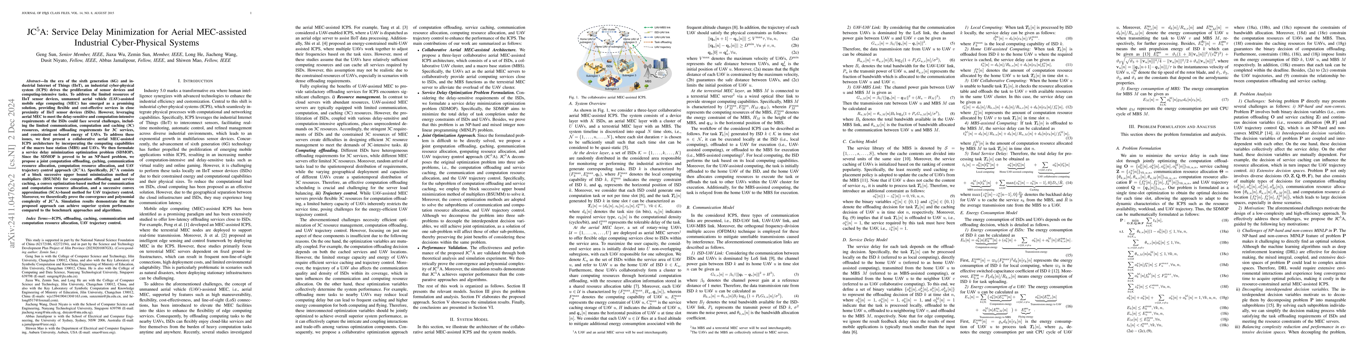Thumbnail for JC5A: Service Delay Minimization for Aerial MEC-assisted Industrial
  Cyber-Physical Systems