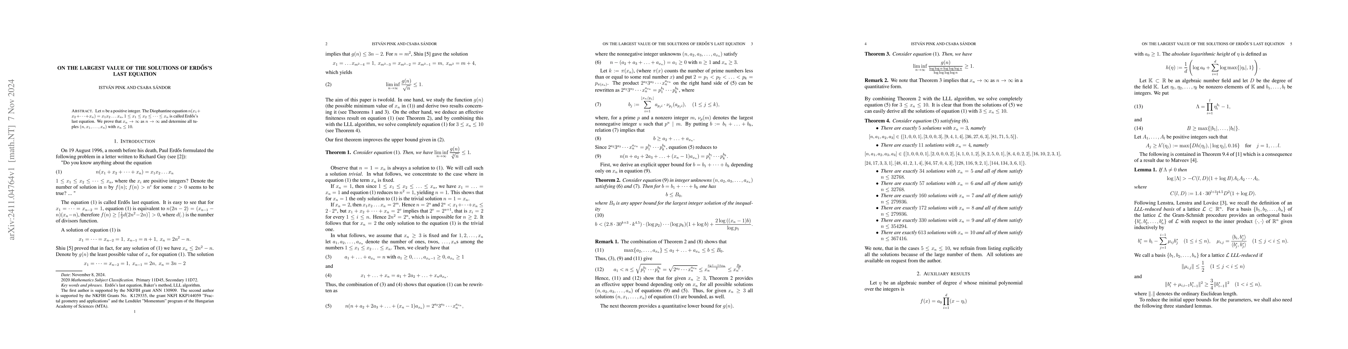 Thumbnail for On the largest value of the solutions of Erdős's last equation