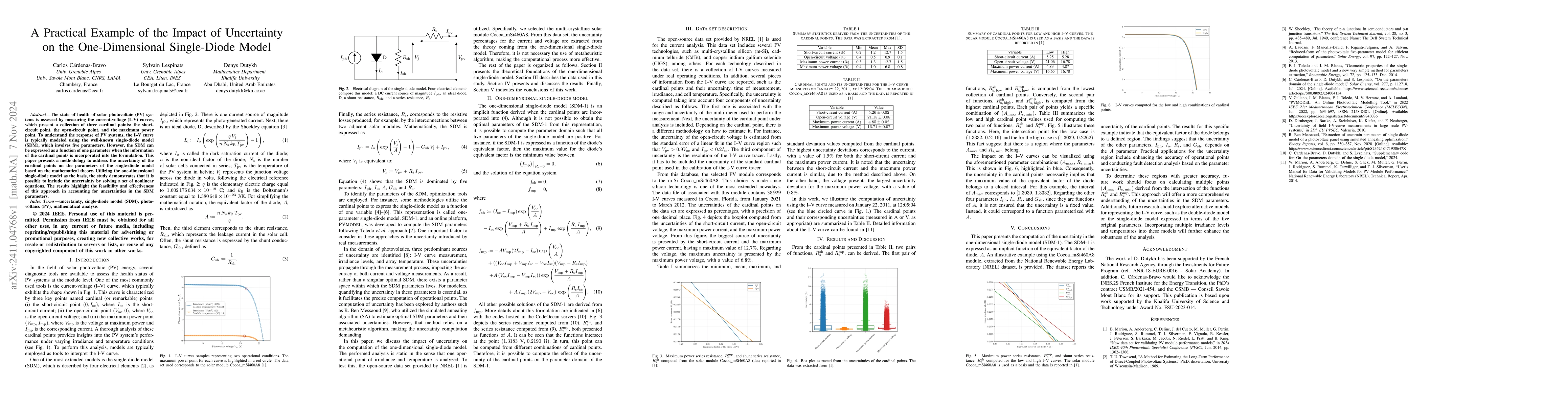 Thumbnail for A Practical Example of the Impact of Uncertainty on the One-Dimensional
  Single-Diode Model
