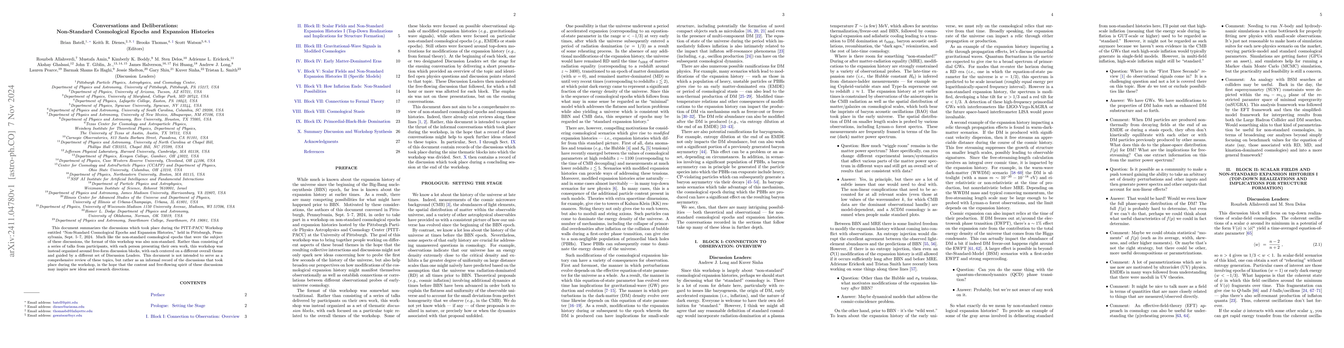 Thumbnail for Conversations and Deliberations: Non-Standard Cosmological Epochs and
  Expansion Histories