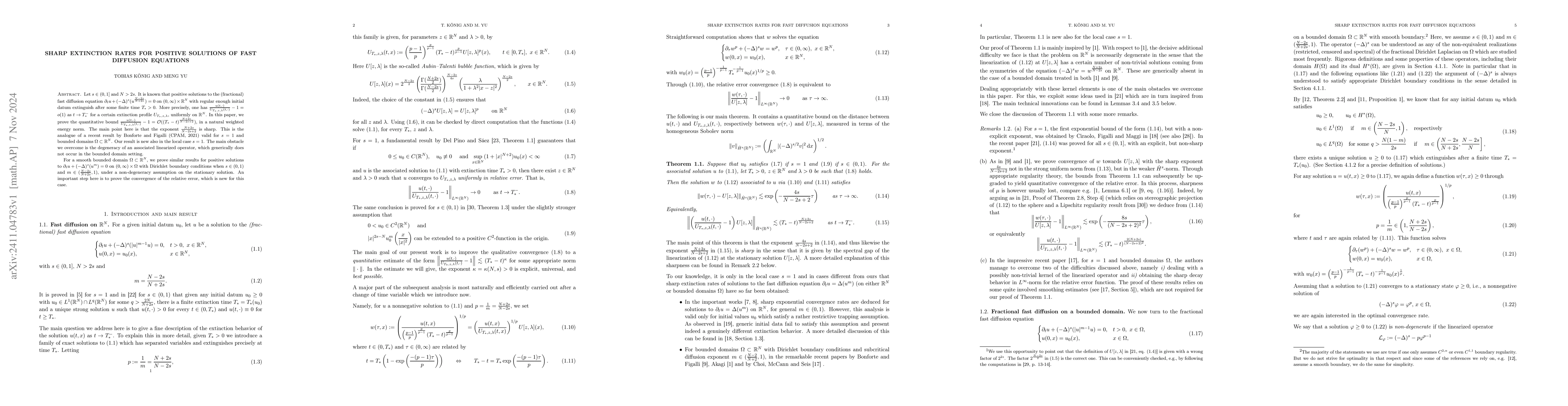 Thumbnail for Sharp extinction rates for positive solutions of fast diffusion
  equations