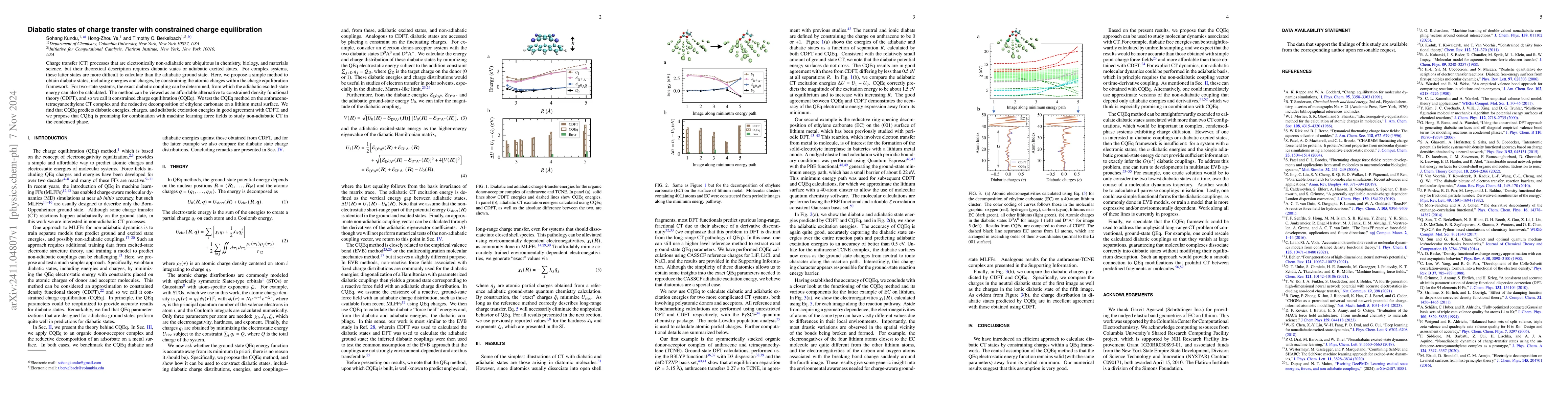Thumbnail for Diabatic states of charge transfer with constrained charge equilibration
