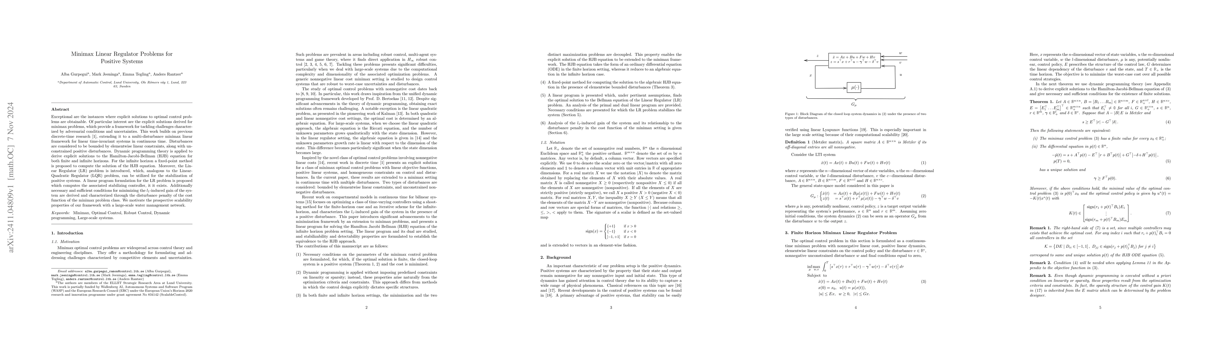 Thumbnail for Minimax Linear Regulator Problems for Positive Systems