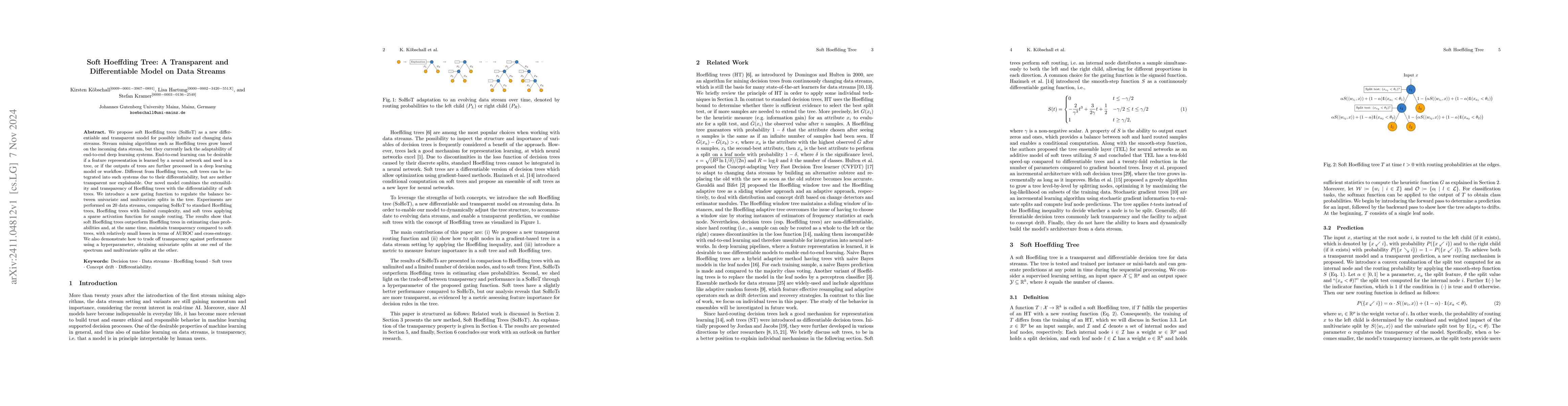 Thumbnail for Soft Hoeffding Tree: A Transparent and Differentiable Model on Data
  Streams