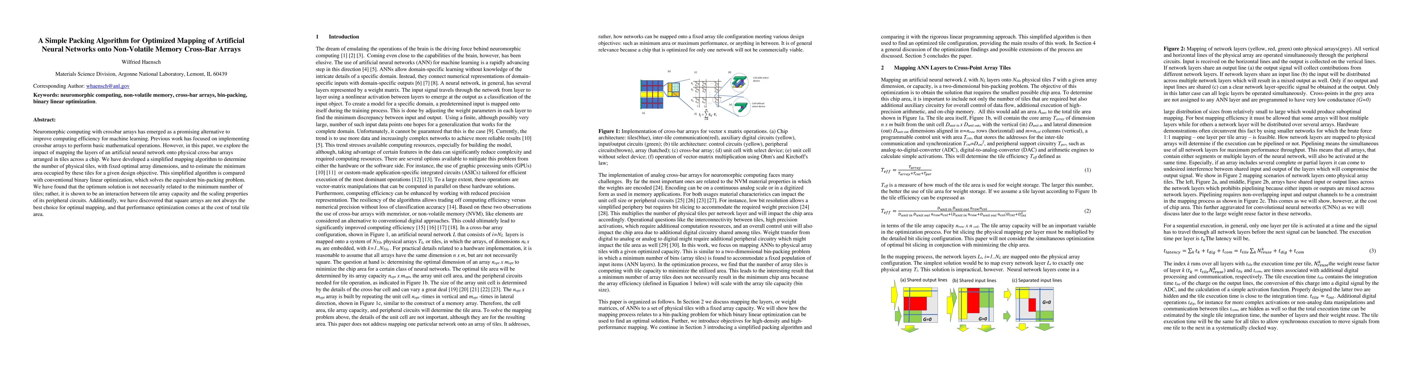 Thumbnail for A Simple Packing Algorithm for Optimized Mapping of Artificial Neural
  Networks onto Non-Volatile Memory Cross-Bar Arrays