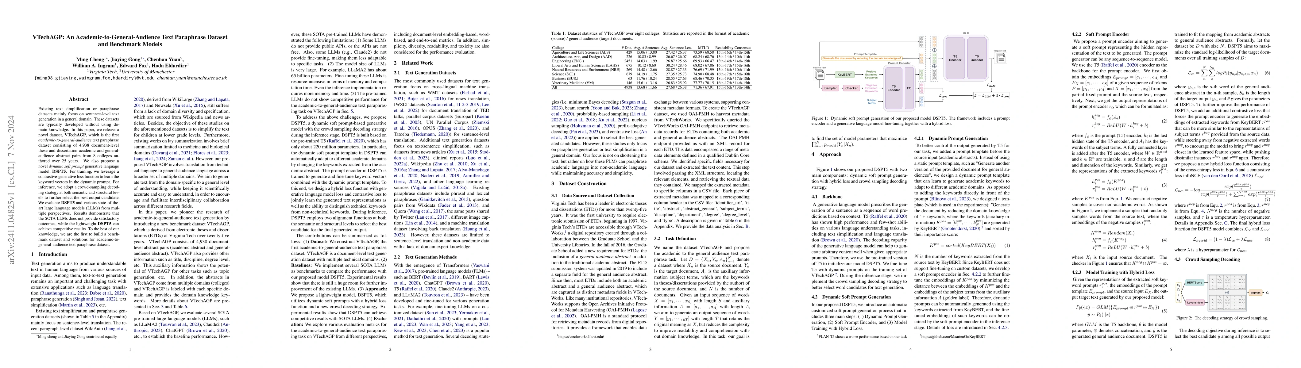 Thumbnail for VTechAGP: An Academic-to-General-Audience Text Paraphrase Dataset and
  Benchmark Models