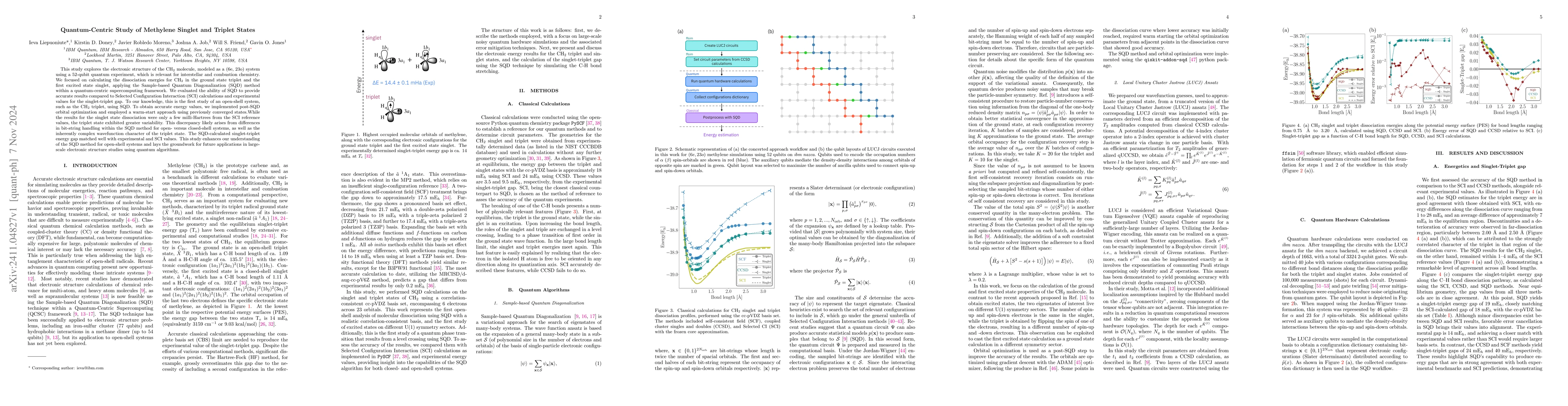 Thumbnail for Quantum-Centric Study of Methylene Singlet and Triplet States