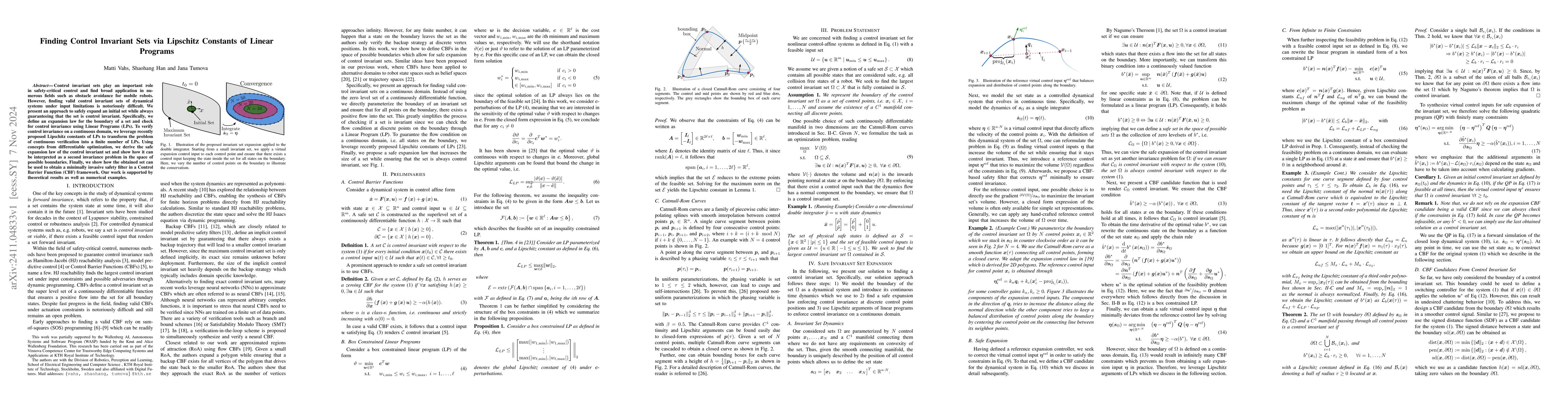 Thumbnail for Finding Control Invariant Sets via Lipschitz Constants of Linear
  Programs