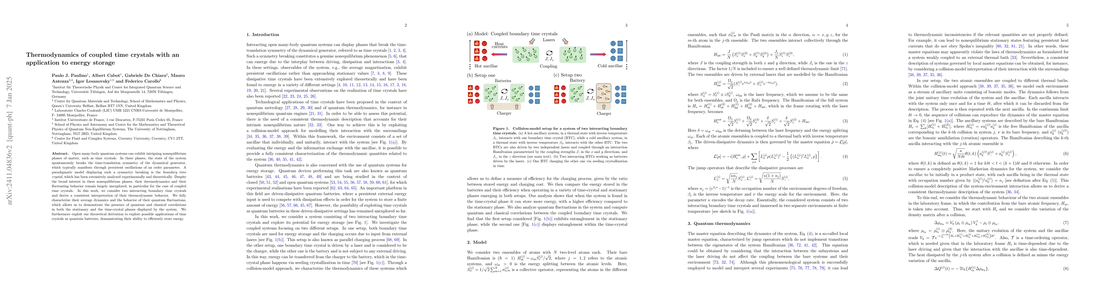 Thumbnail for Thermodynamics of coupled time crystals with an application to energy
  storage
