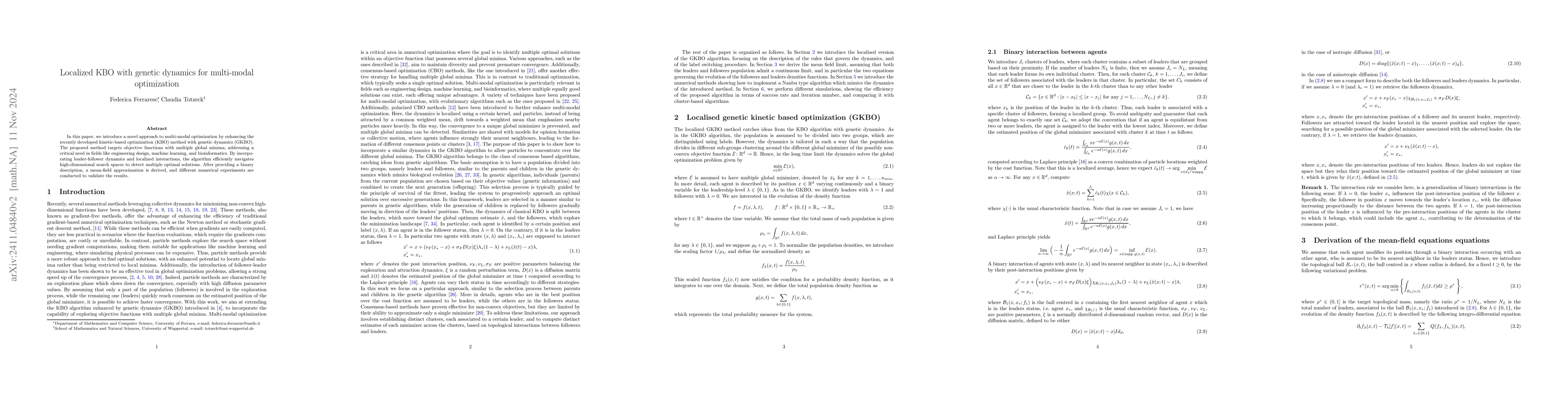 Thumbnail for Localized KBO with genetic dynamics for multi-modal optimization