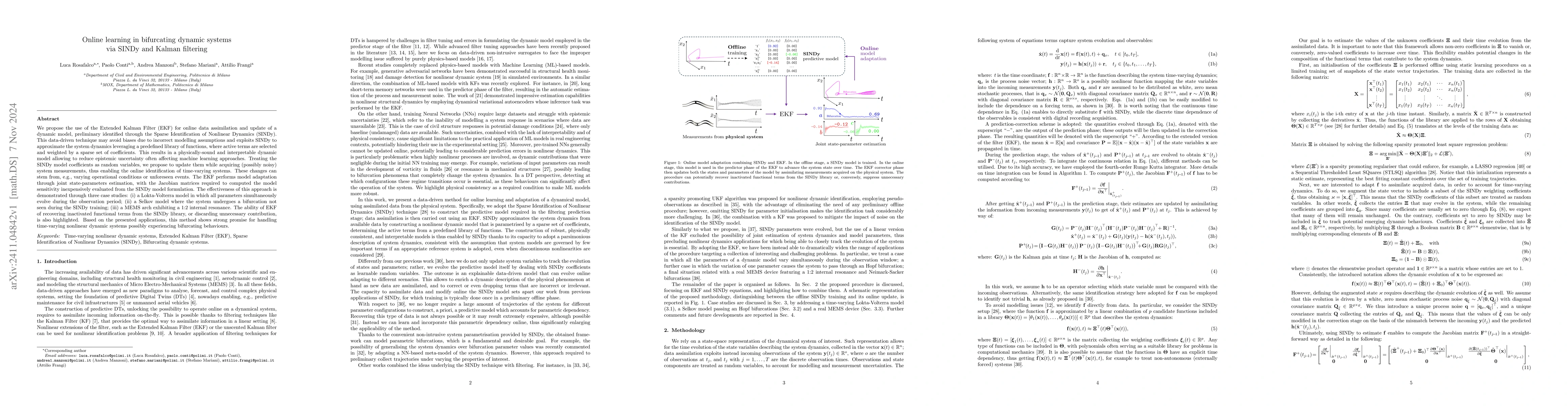 Thumbnail for Online learning in bifurcating dynamic systems via SINDy and Kalman
  filtering